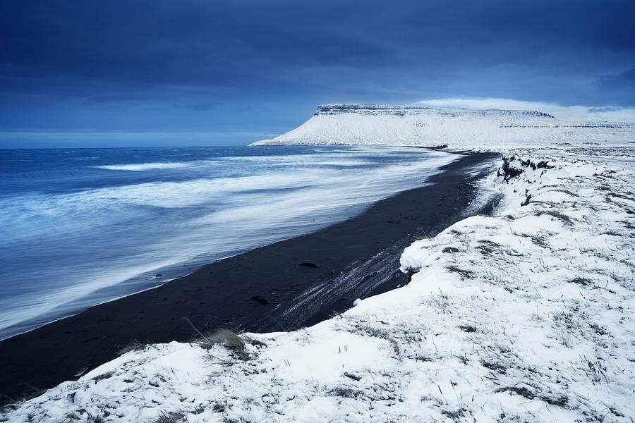 Beach Digital Art - Snow Covered Coast, Iceland by Fortunato Gatto