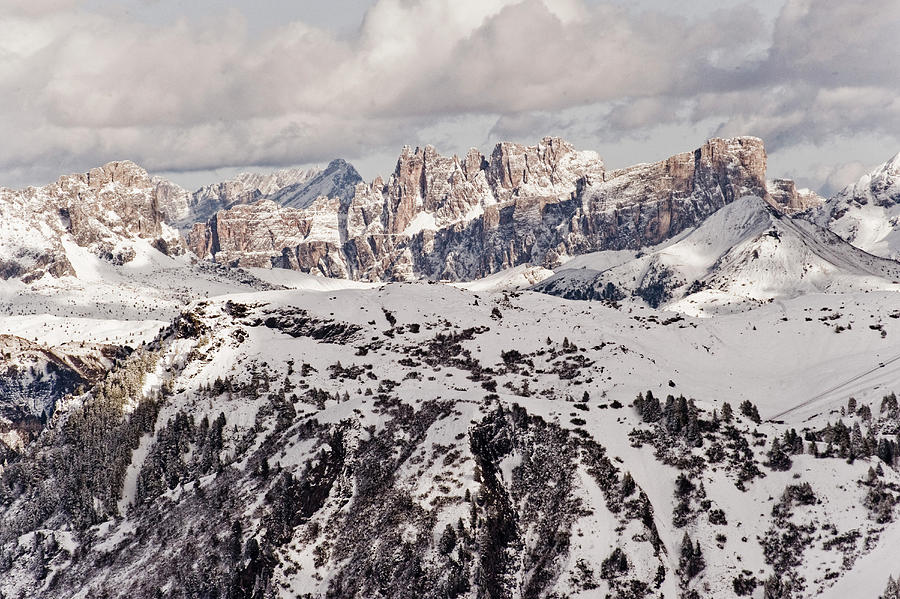 Snow-covered Dolomites, Trentino-alto Adige/sdtirol, Italy Photograph by Peter Von Felbert
