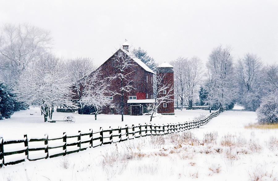 Snow Covered Farm Digital Art by John Greim