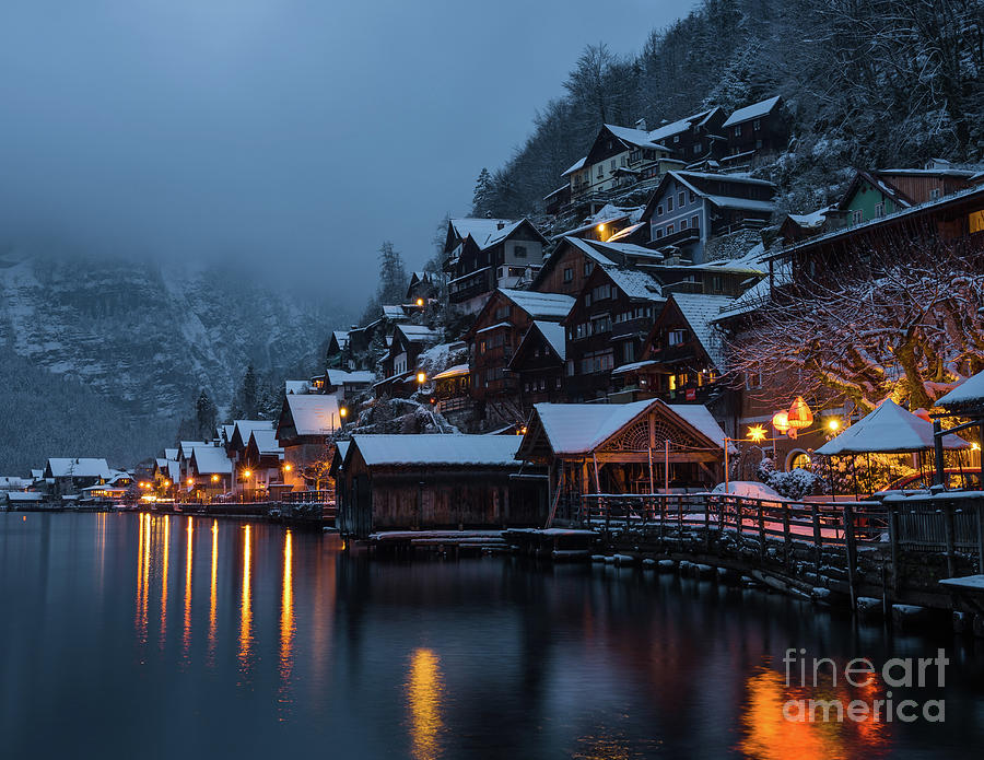 Snow Covered Hallstatt At A Cold Winter Photograph by Toni Hoffmann