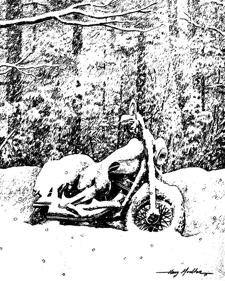 Snow Covered Harley Threshold 1 Drawing by Harry Moulton