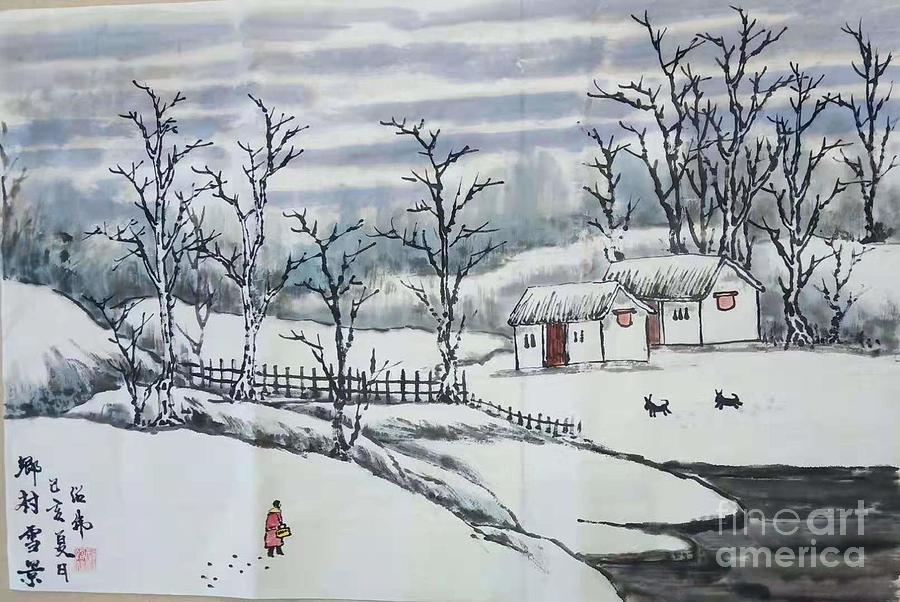 snowy landscape drawing