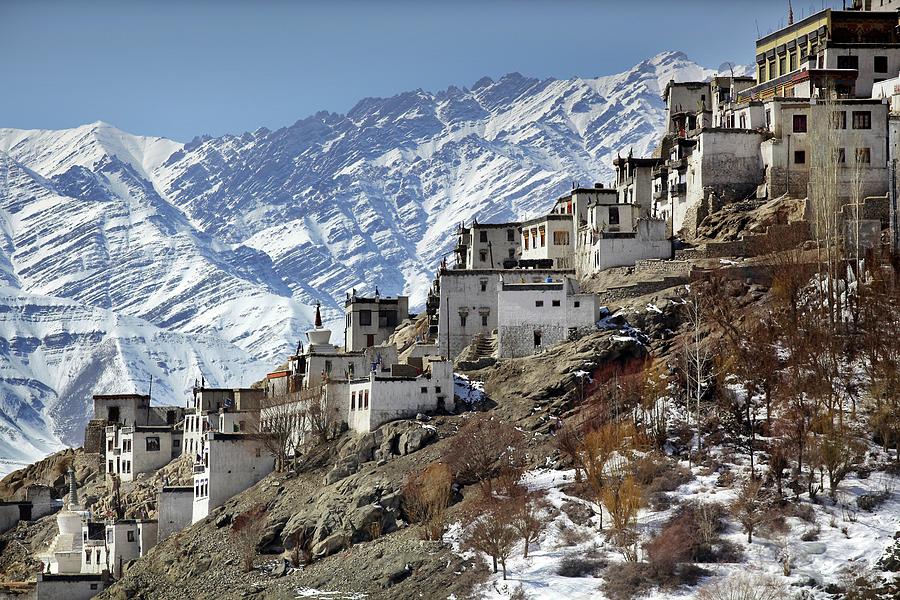Snow Covered Thikse Monastery & Photograph by Timothy Allen