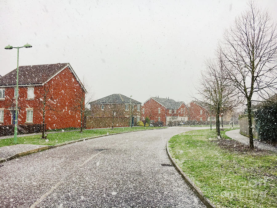 Architecture Photograph - Snow fall in modern housing area by Tom Gowanlock