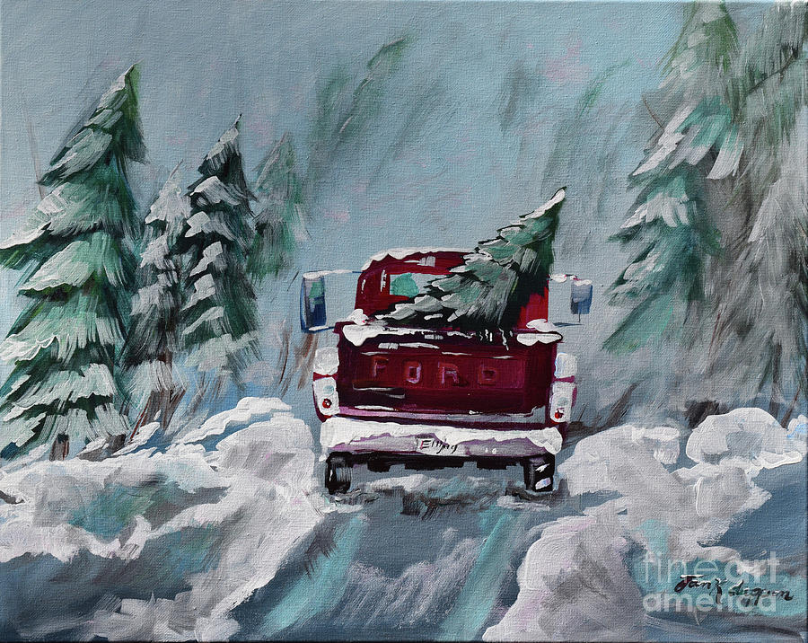 Dashing Thru the Snow - Ford Truck Painting by Jan Dappen