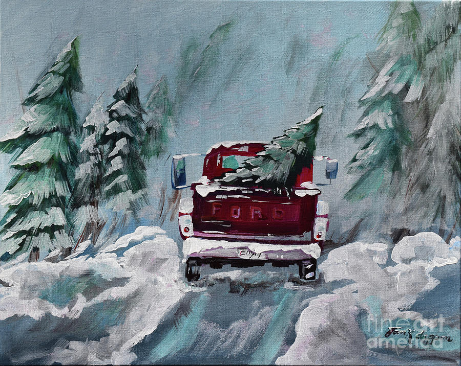 Dashing Thru the Snow - Ford Truck Painting by Jan Dappen - Fine Art ...