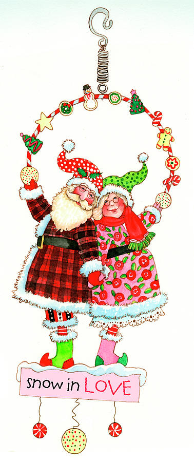 Santa Claus Painting - Snow In Love Bouncie by Wendy Edelson