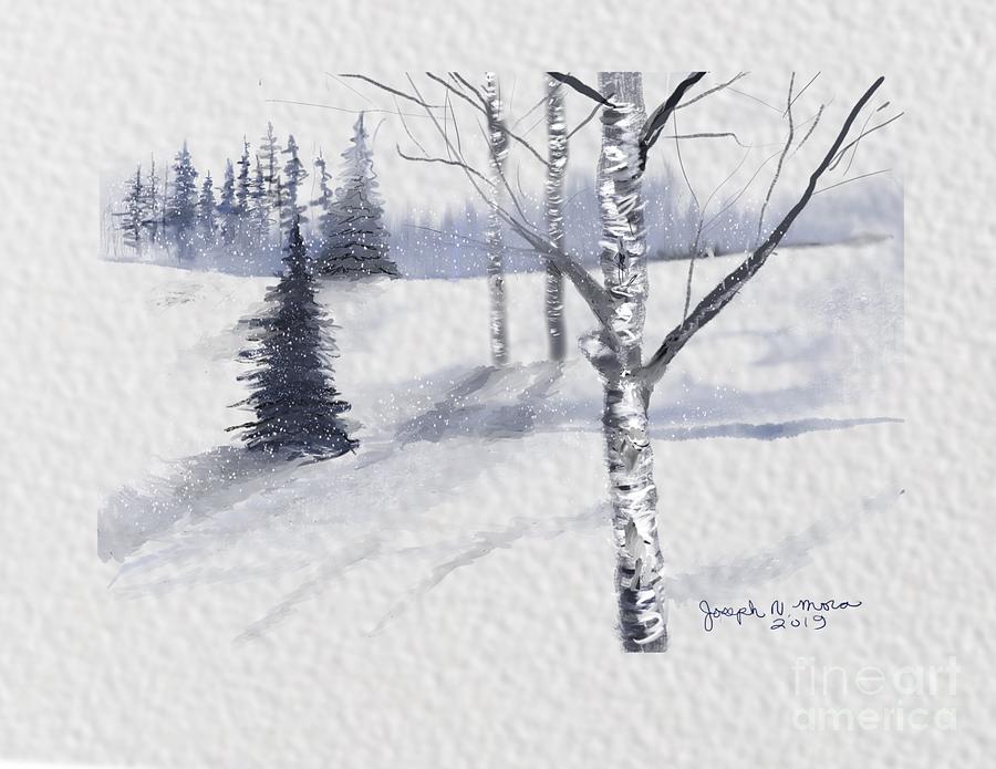Snow Landscape study with light  Digital Art by Joseph Mora
