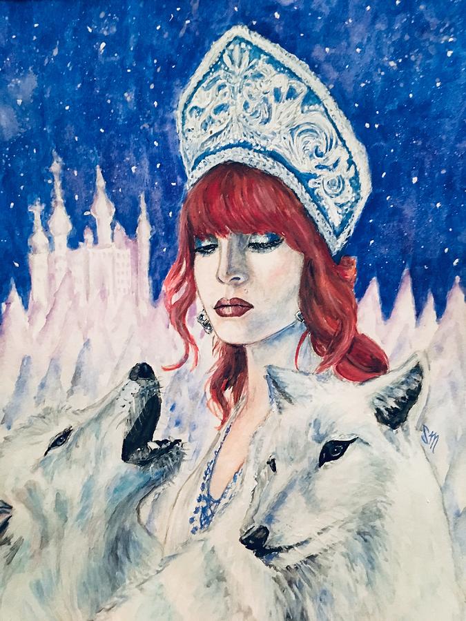 Wolves Painting - Snow Maiden by Sabina Mollot