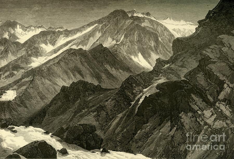 Black And White Drawing - Snow-mass Mountain by Print Collector