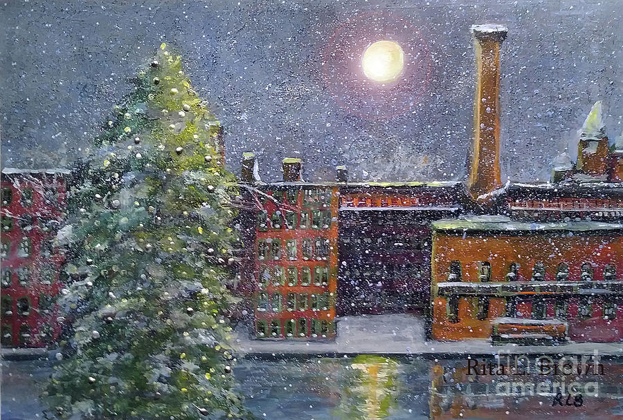 Snow Moon Over Watch Factory Painting by Rita Brown