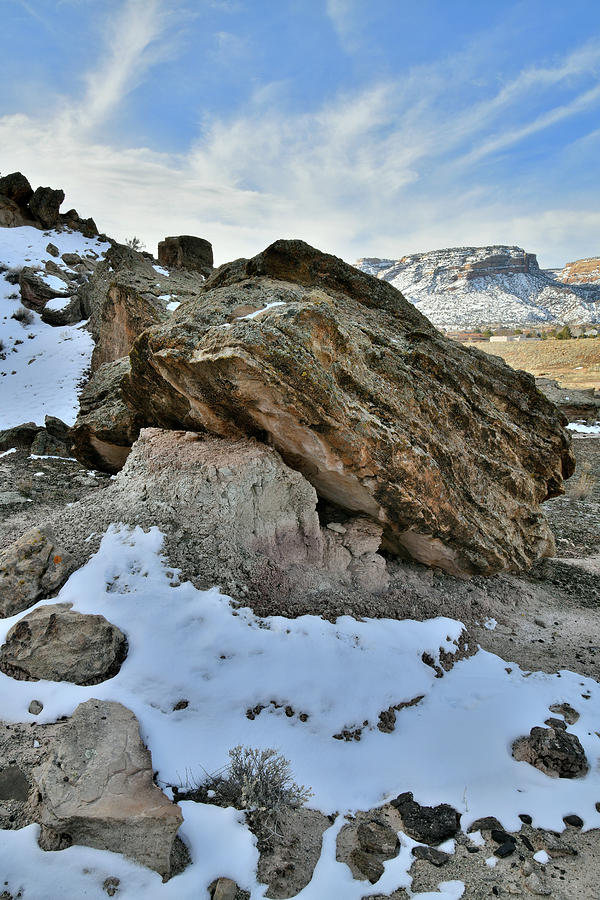 Snow Mosaics Beneath Red Point Boulders Photograph by Ray Mathis