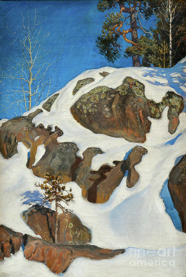 Snow On The Cliffs Drawing by Heritage Images