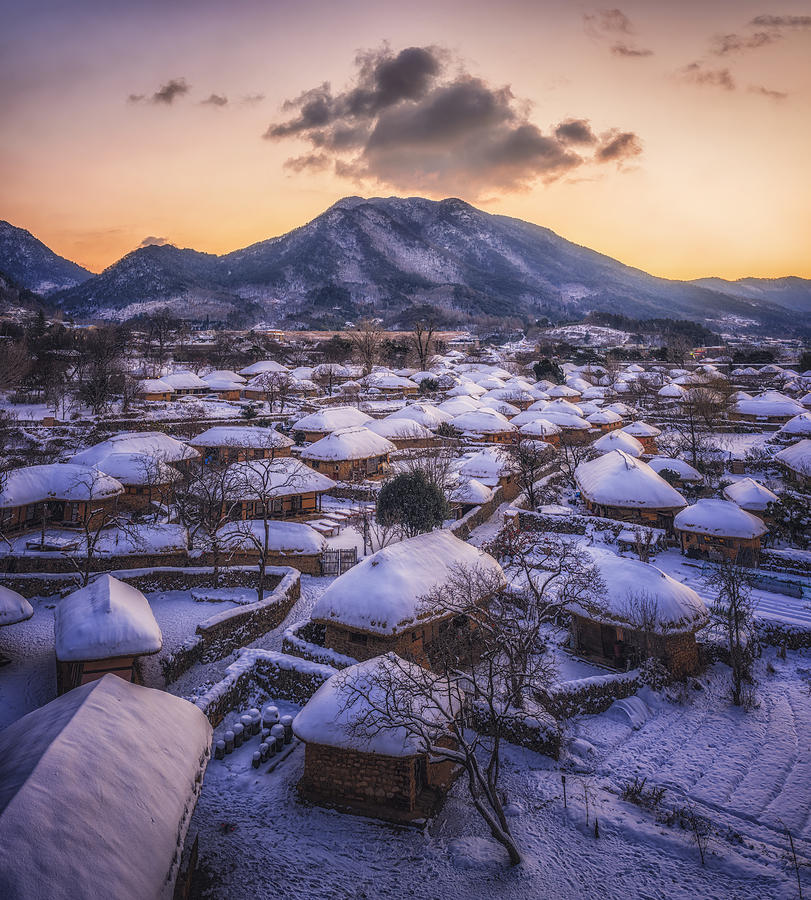 Snow On The Old Village Photograph by Tiger Seo