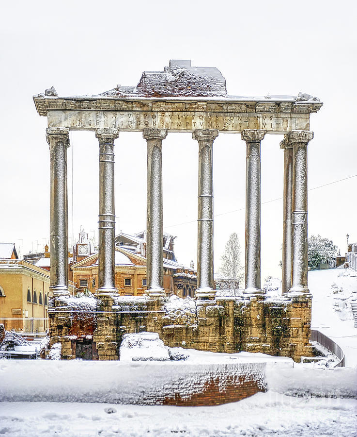 Snow over Roman Forum and Palatine Hill Photograph by Stefano Senise