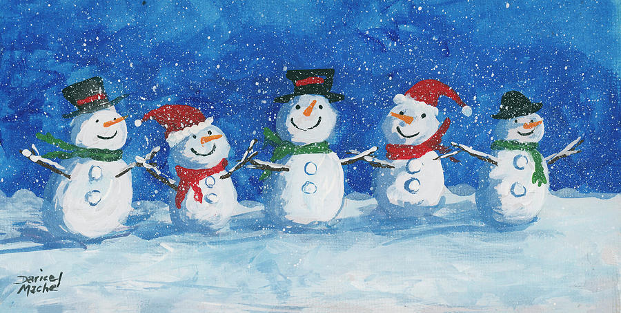 Christmas Painting - Snow Peeps by Darice Machel McGuire