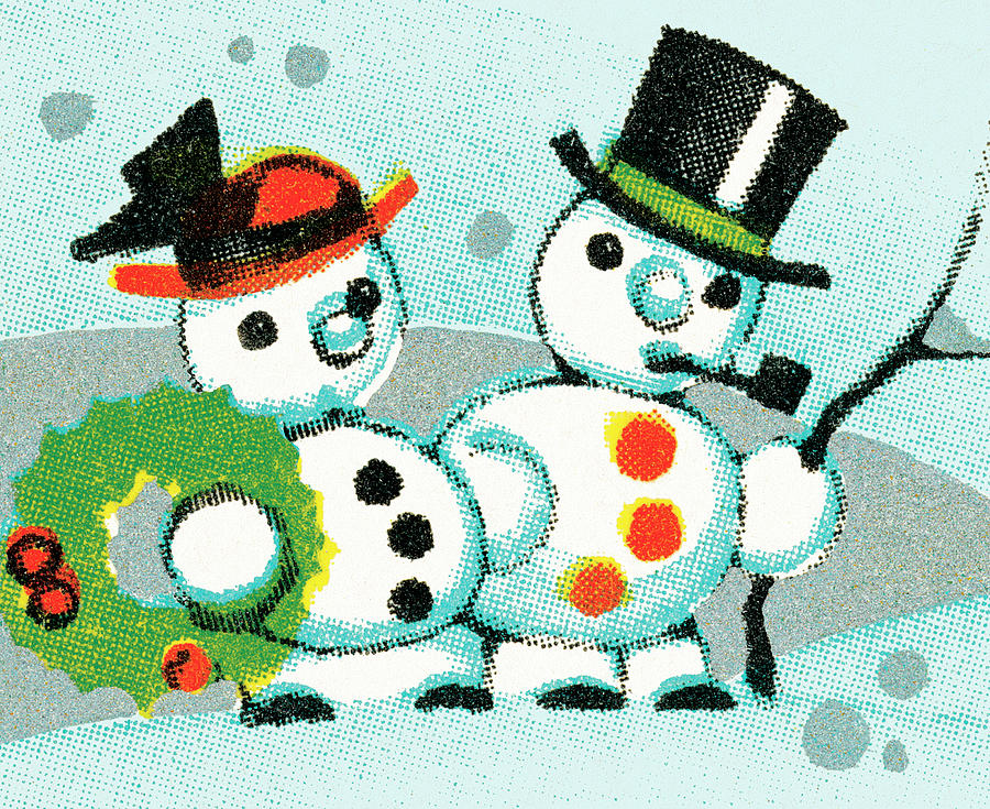 Christmas Drawing - Snow people by CSA Images