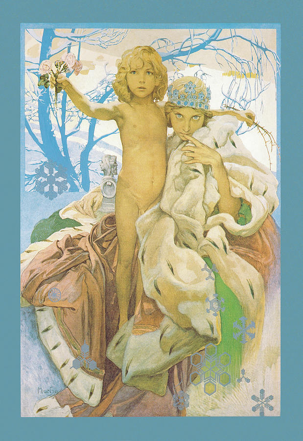 Snow Queen and Child Painting by Alphonse Mucha