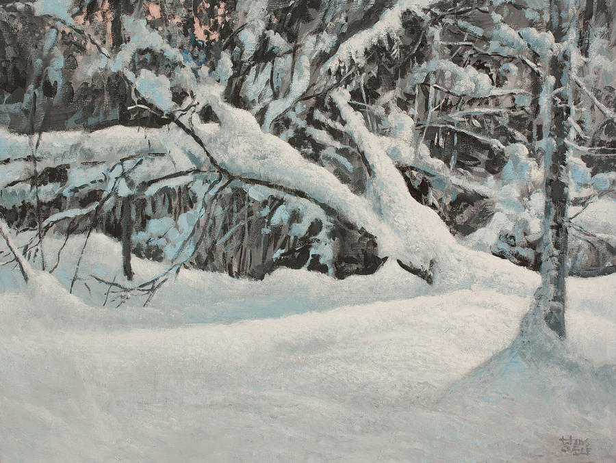 Snow Scene in the Forest Painting by Hans Egil Saele