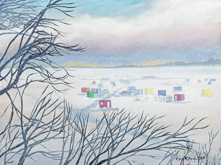 Snow Shower on the Winter Lake Painting by Lynn Hansen