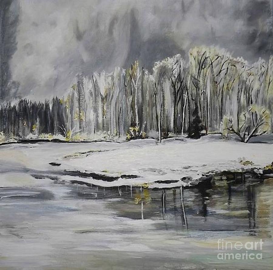Snow Trees Painting by Denise Morgan