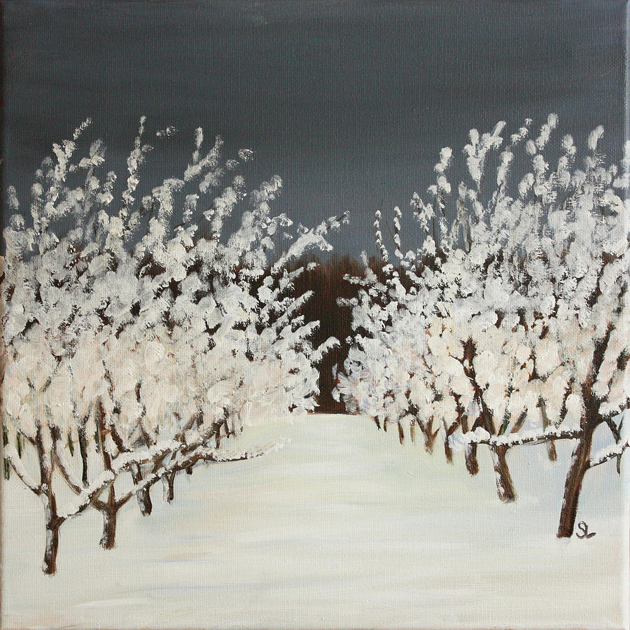 Snow Trees Painting by Sarah Lynch