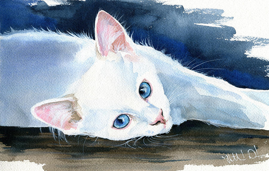 Snow White - Cat Painting Painting by Dora Hathazi Mendes