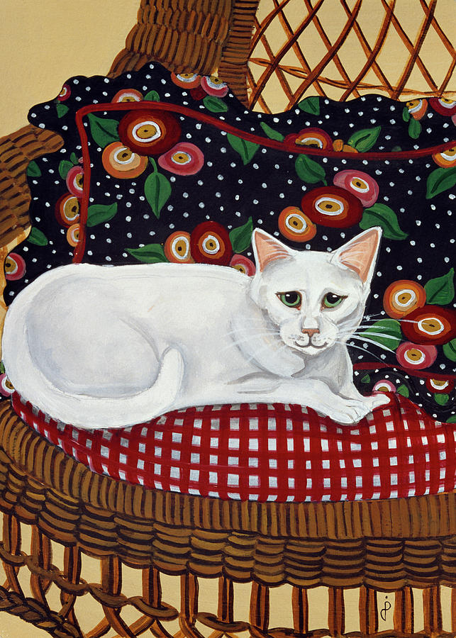 Snowball In A Wicker Chair Painting by Jan Panico - Fine Art America