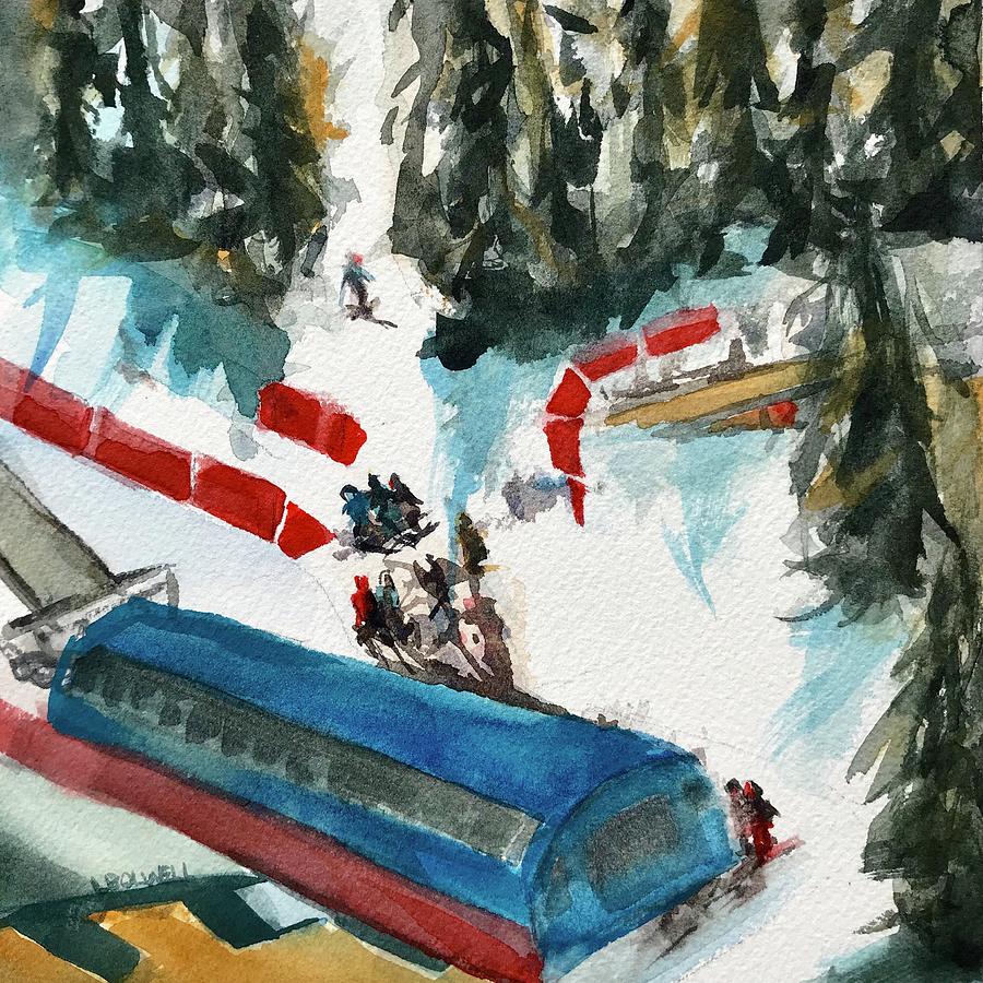 Skiing Painting - Snowbird Lift Study by Lynne Bolwell
