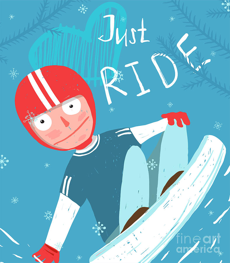 Freestyle Digital Art - Snowboard Funny Free Rider In Helmet by Popmarleo Freestyle Digital Art - Snowboard Funny Free Rider In Helmet by Popmarleo