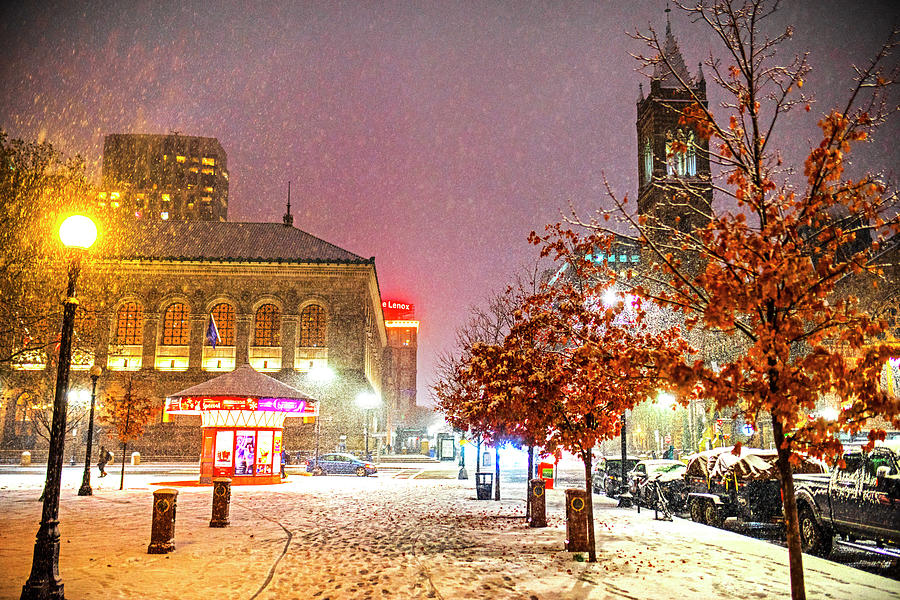 Snowfall in the City Boylston Street Boston MA Photograph by Toby McGuire