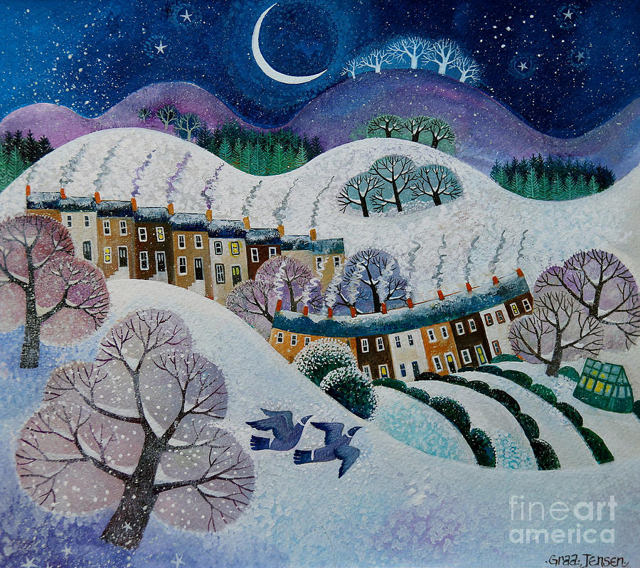 Snowfall Painting by Lisa Graa Jensen