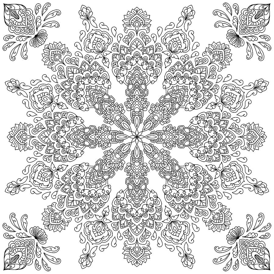 Coloring Mixed Media - Snowflake 3 by Delyth Angharad
