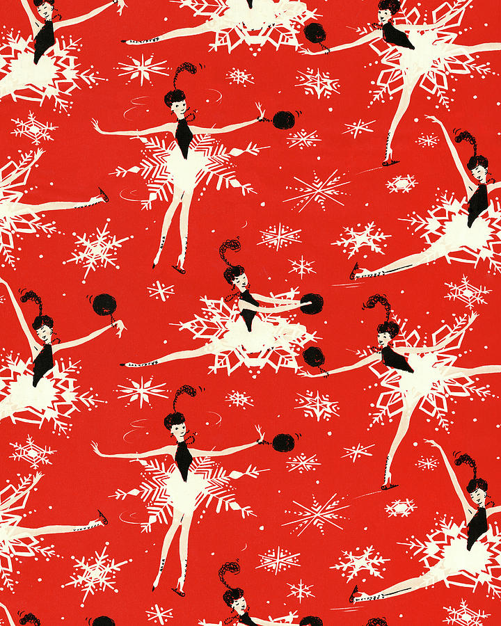 Christmas Drawing - Snowflake Ice Skater Pattern by CSA Images