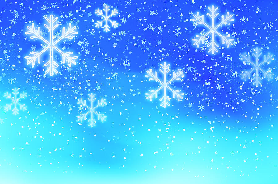 Snowflakes On Blue Background, Studio Photograph by Tetra Images