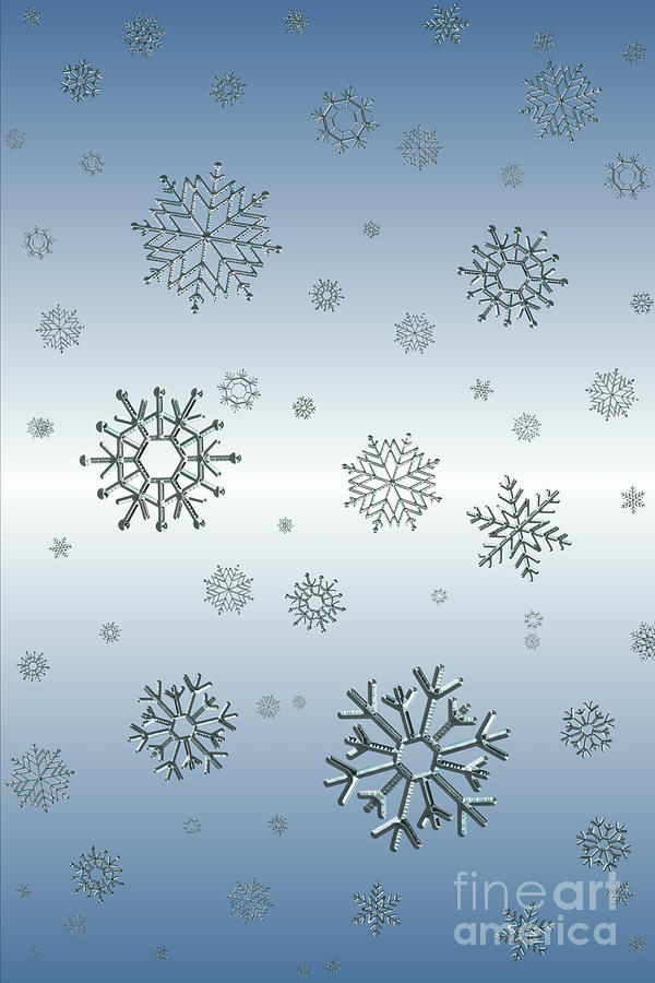 Snowflakes On Blue Digital Art by Rachel Hannah