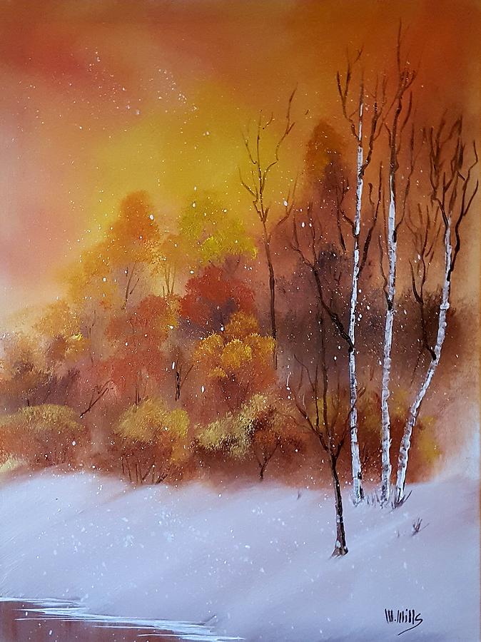 Fall Painting - Snowing by Maria Mills