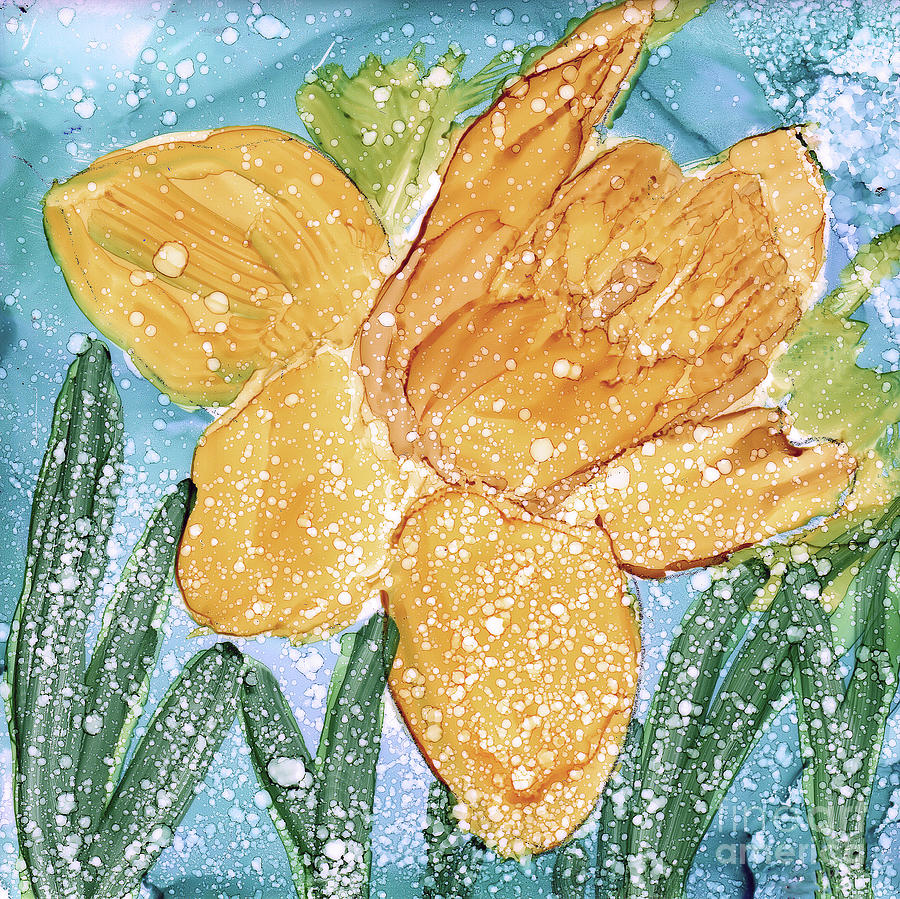 Snowing on the Daffodils Painting by Eunice Warfel