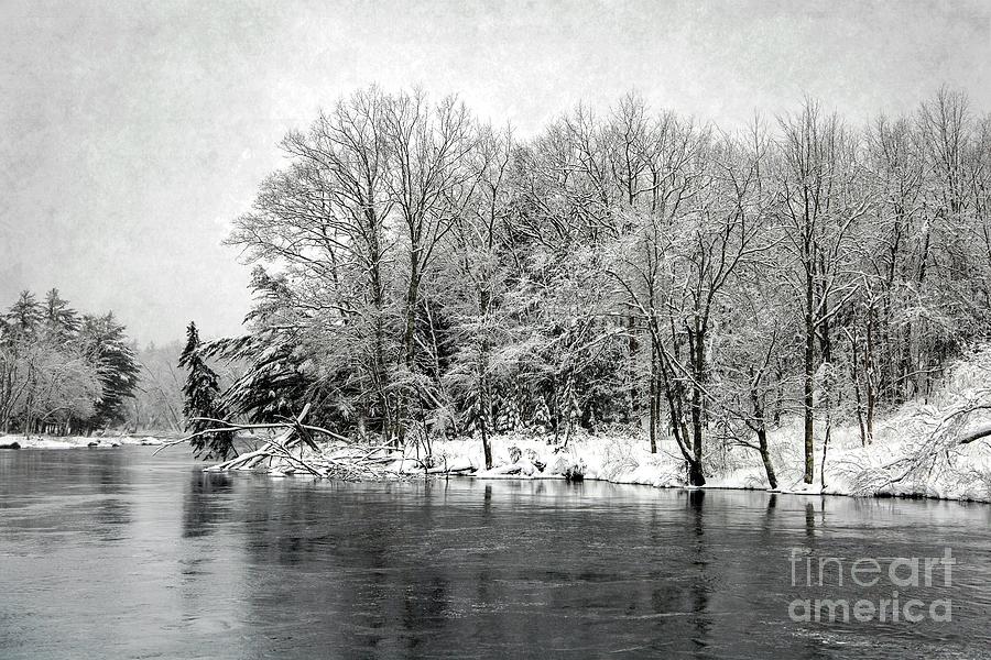 Winter Photograph - Snowing River by Karin Pinkham