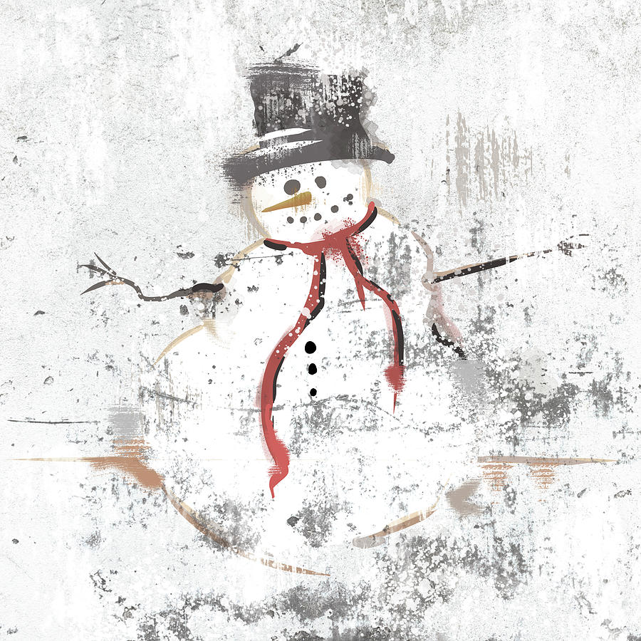 Christmas Digital Art - Snowman by Ali Chris