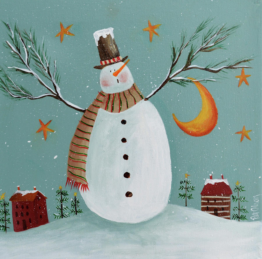 whimsical snowman painting