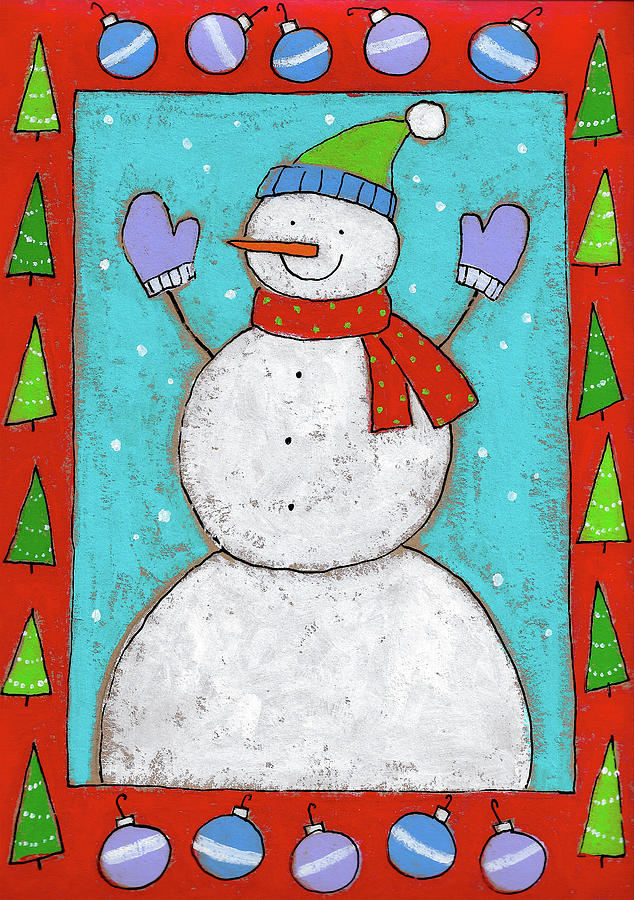 Snowman Border Painting by Mike Marini | Fine Art America