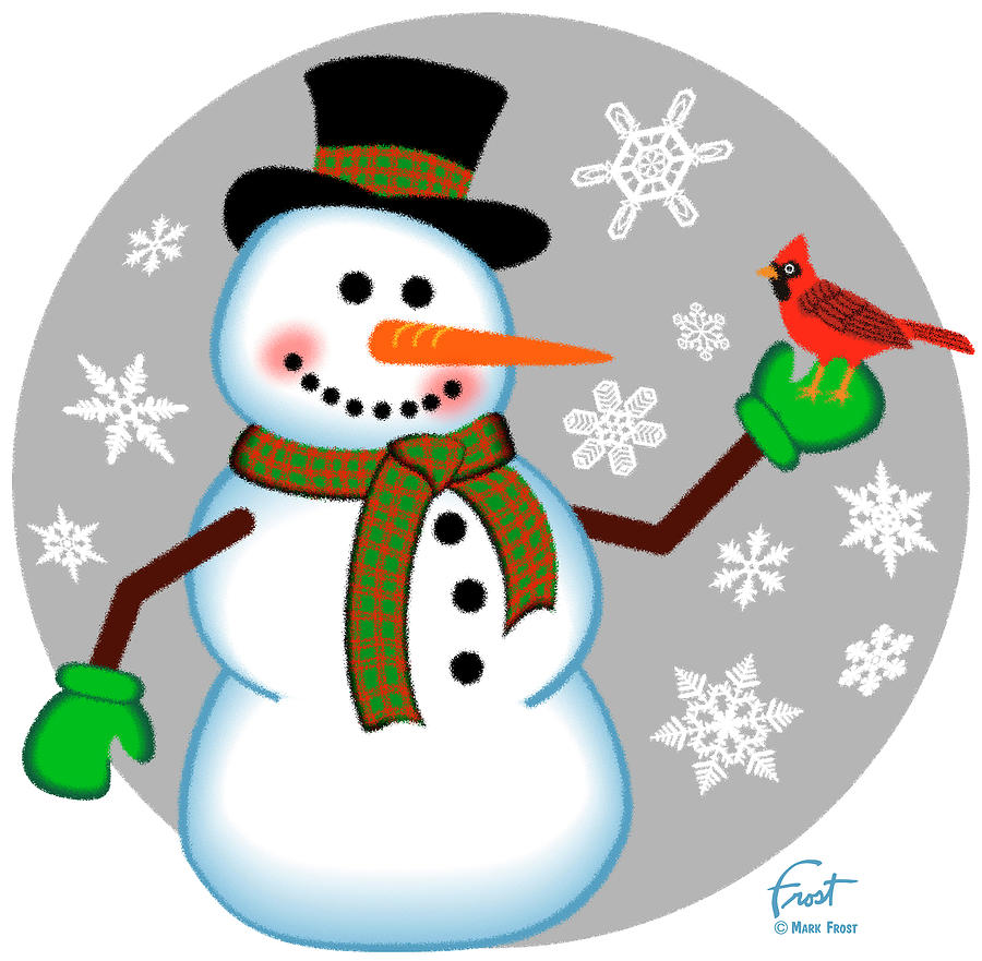 Snowman Cardinal Digital Art by Mark Frost - Fine Art America