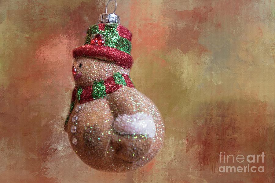 Snowman Christmas Ornament Mixed Media by Eva Lechner