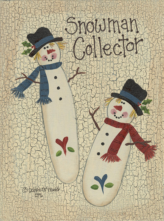 Snowmen Painting - Snowman Collector by Debbie Mcmaster