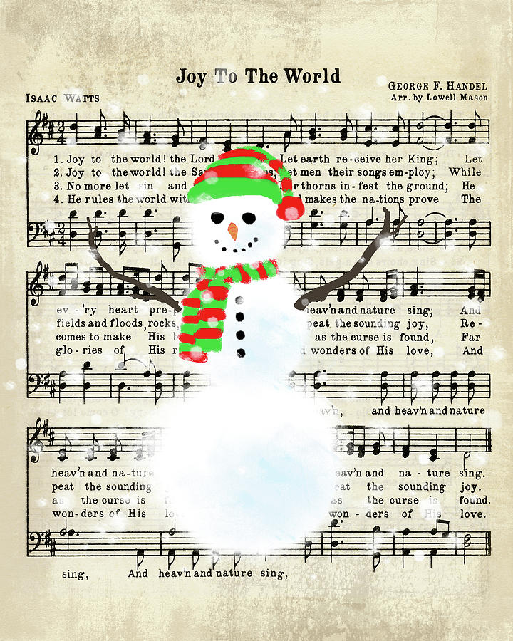 Music Digital Art - Snowman Conducts Joy To The World by Tina Lavoie