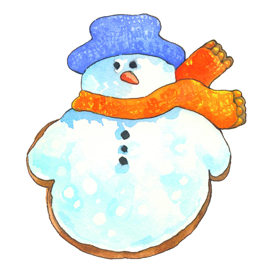 Dessert Painting - Snowman Cookie 2 by Wendy Edelson