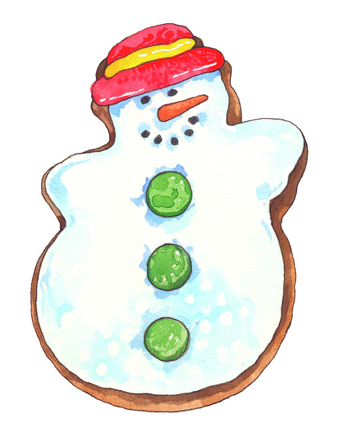 Dessert Painting - Snowman Cookie 3 by Wendy Edelson