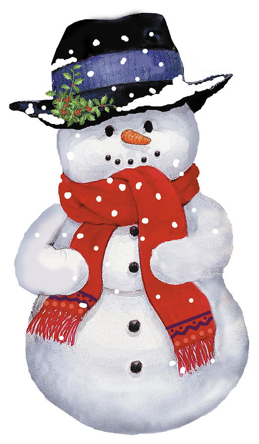Snowman Hat Painting by Maria Trad