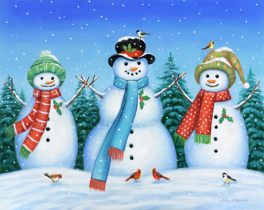 Winter Painting - Snowman II by John Zaccheo